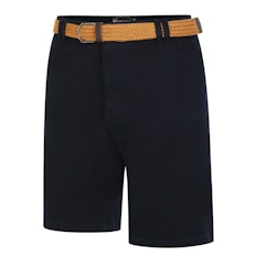 KAM Belted Oxford Stretch Chino Shorts Navy